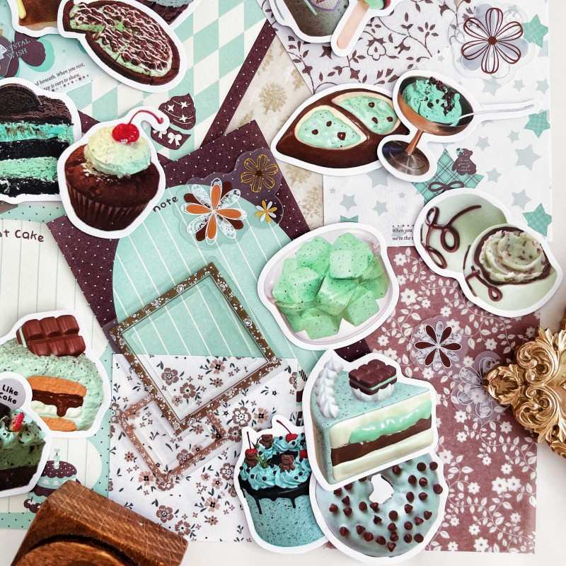Chocolate Mint Ephemera Mystery Kit 90PCS
