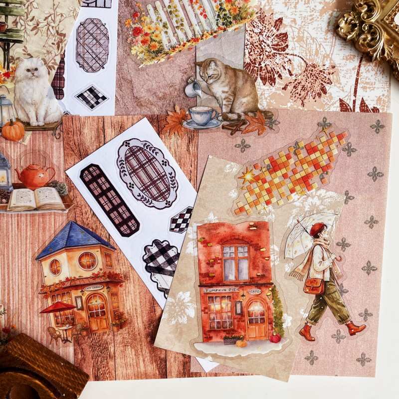 Warm Caramel Ephemera Mystery Kit 60PCS