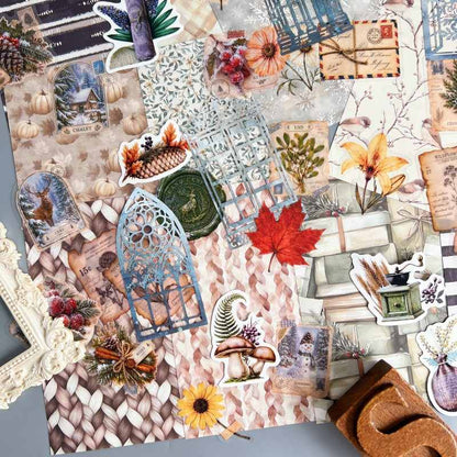 Autumn to Winter Ephemera Mystery Kit 80PCS