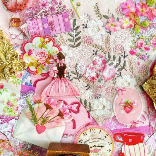 Sweet Pink Ephemera Mystery Kit 70PCS