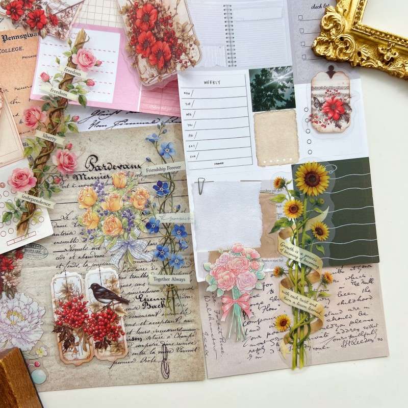 Blooming Letters Ephemera Mystery Kit 60PCS