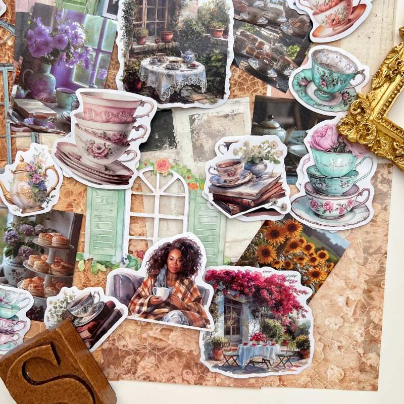 Old Tea Moments Ephemera Mystery Kit 105PCS