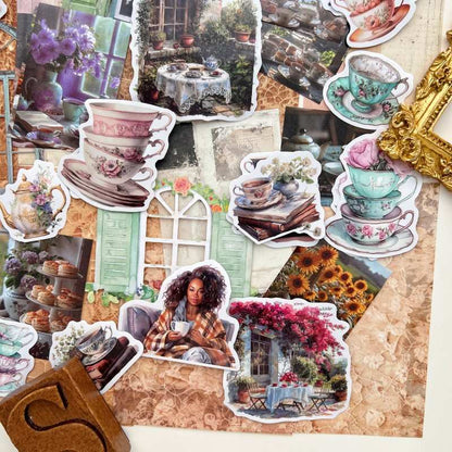 Old Tea Moments Ephemera Mystery Kit 105PCS