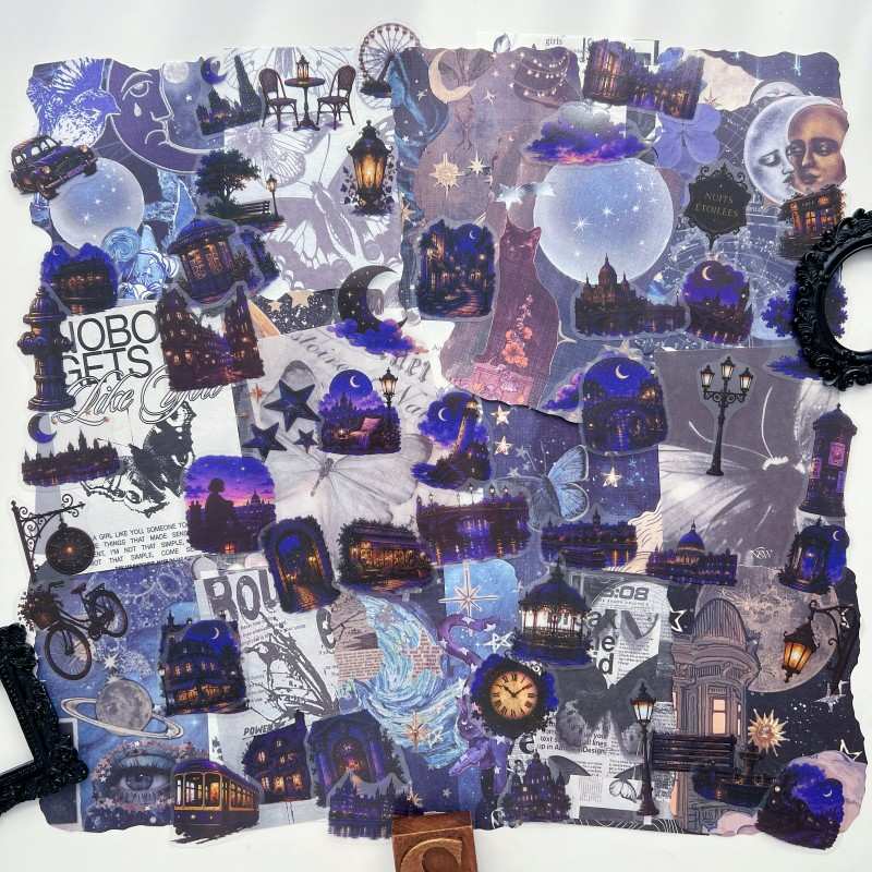 Purple Dreamscape Ephemera Mystery Kit 70PCS