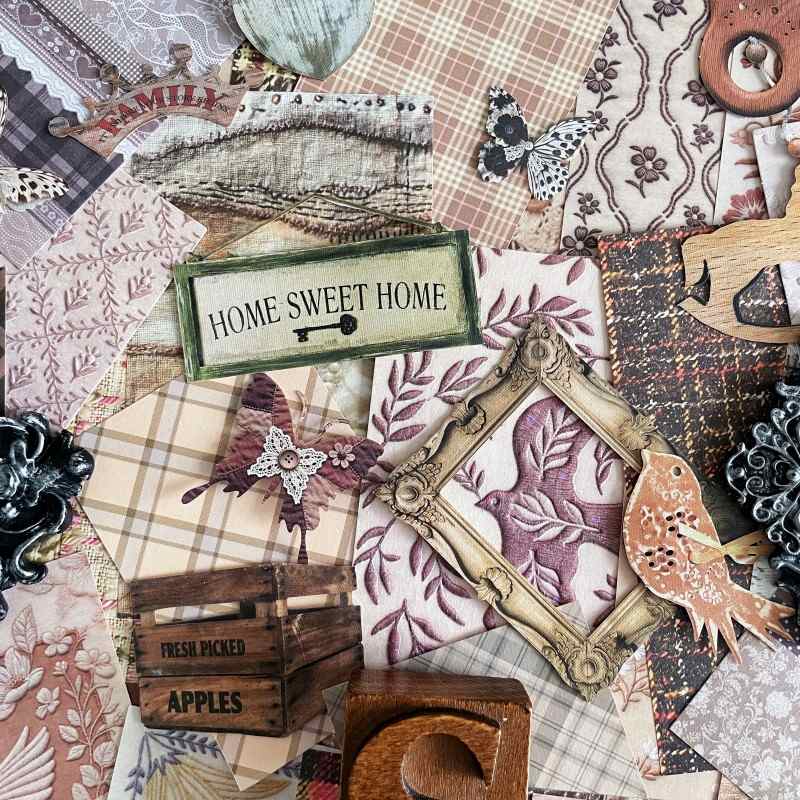 Caramel Textile Ephemera Mystery Kit 70PCS