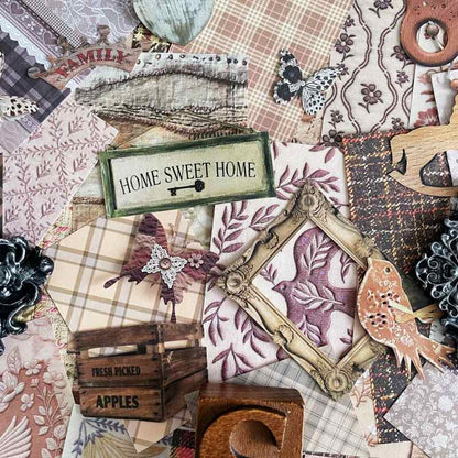 Caramel Textile Ephemera Mystery Kit 70PCS