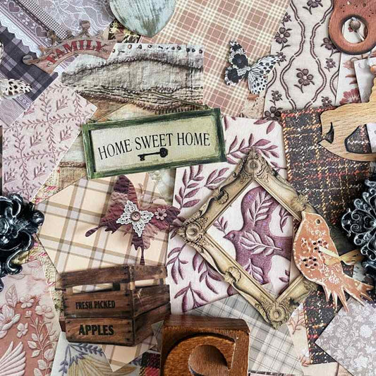 Caramel Textile Ephemera Mystery Kit 70PCS