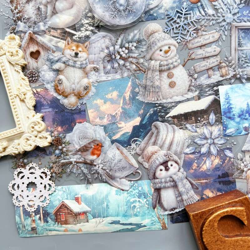 Snow Dawn Ephemera Mystery Kit 85PCS