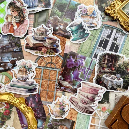 Old Tea Moments Ephemera Mystery Kit 105PCS