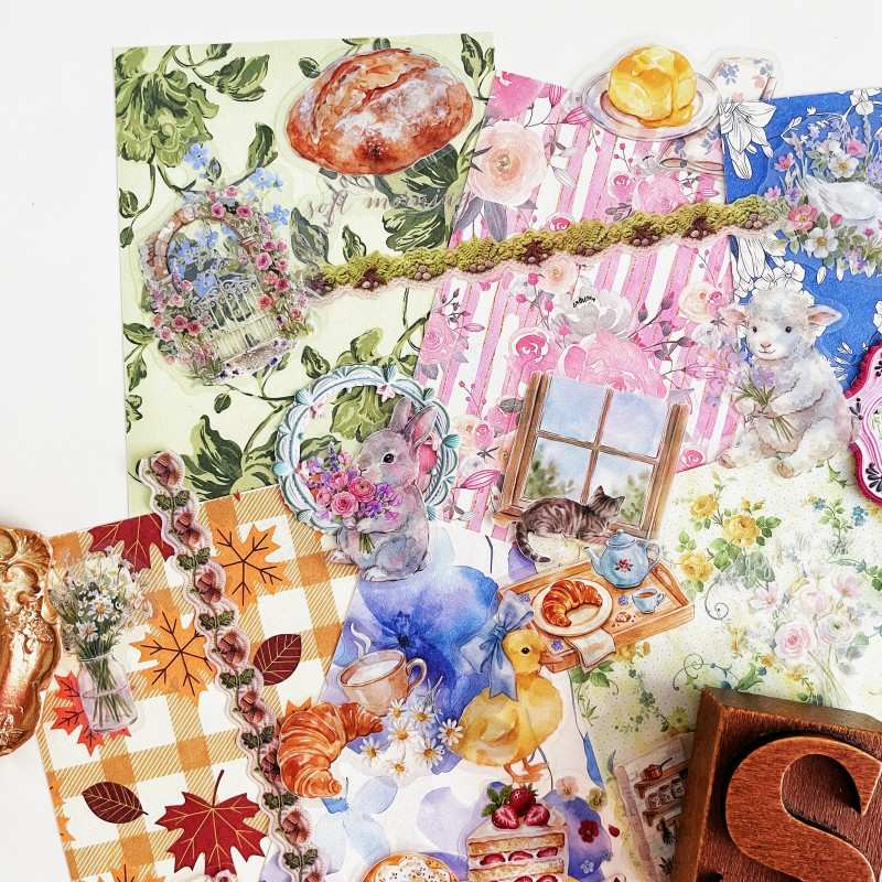 Pastoral Watercolors Ephemera Mystery Kit 85PCS