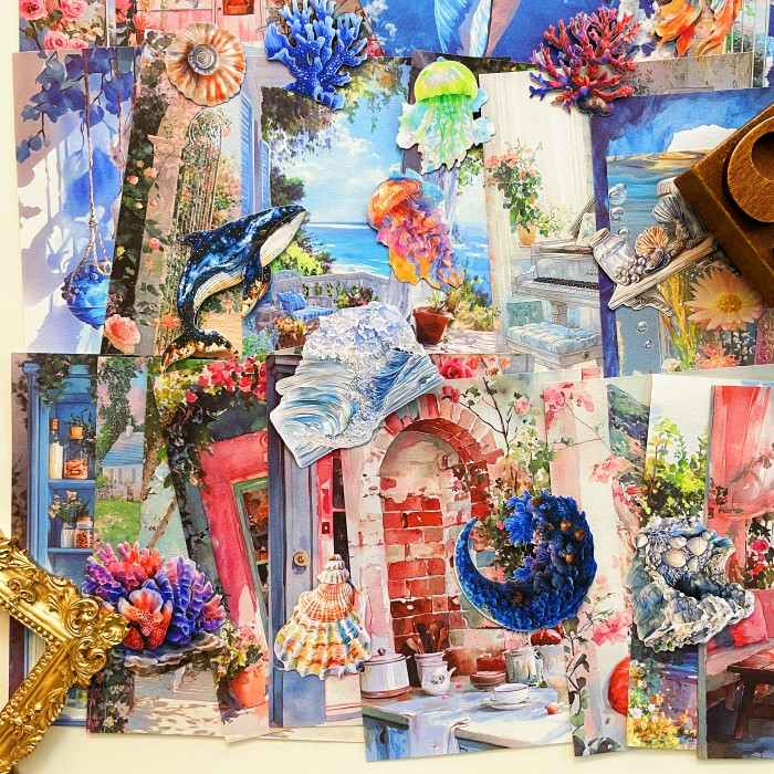 Vibrant Sea World Ephemera Mystery Kit 120PCS