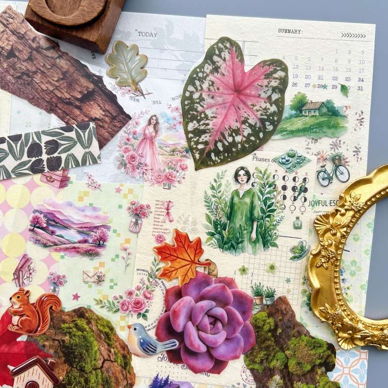 Wild Moss Garden Ephemera Mystery Kit 60PCS