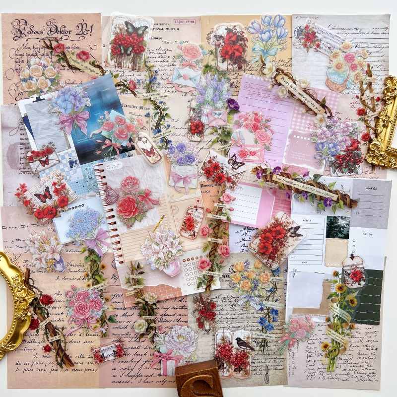 Blooming Letters Ephemera Mystery Kit 60PCS