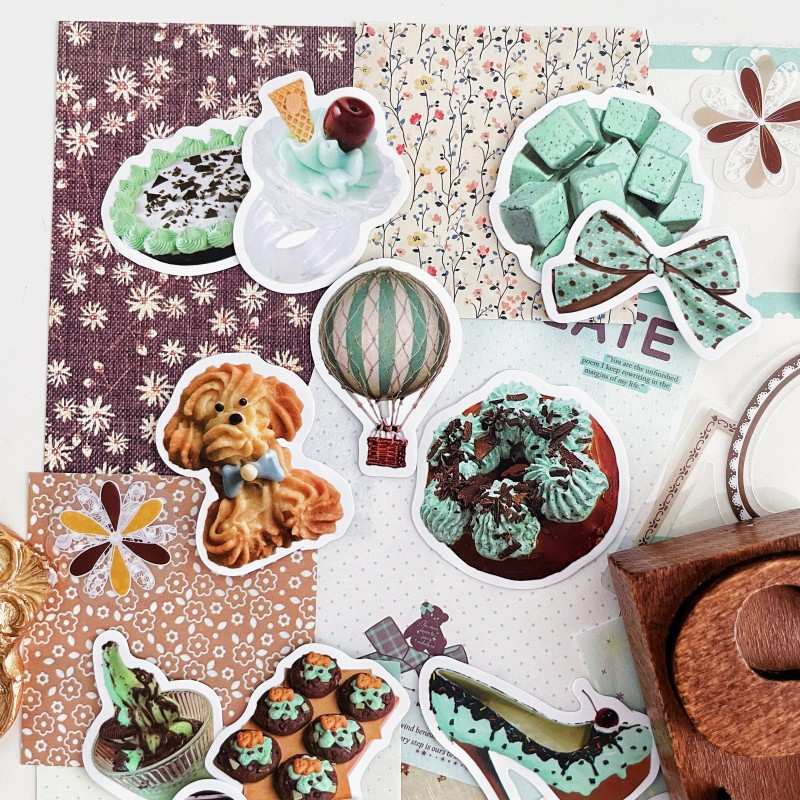 Chocolate Mint Ephemera Mystery Kit 90PCS