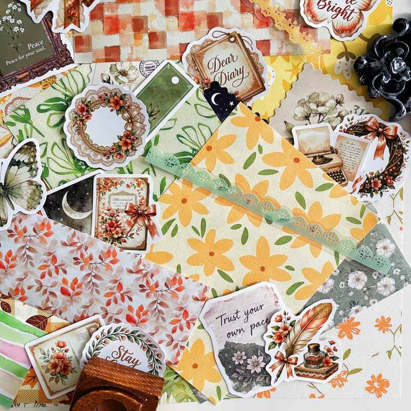 Tangerine Field Ephemera Mystery Kit 80PCS