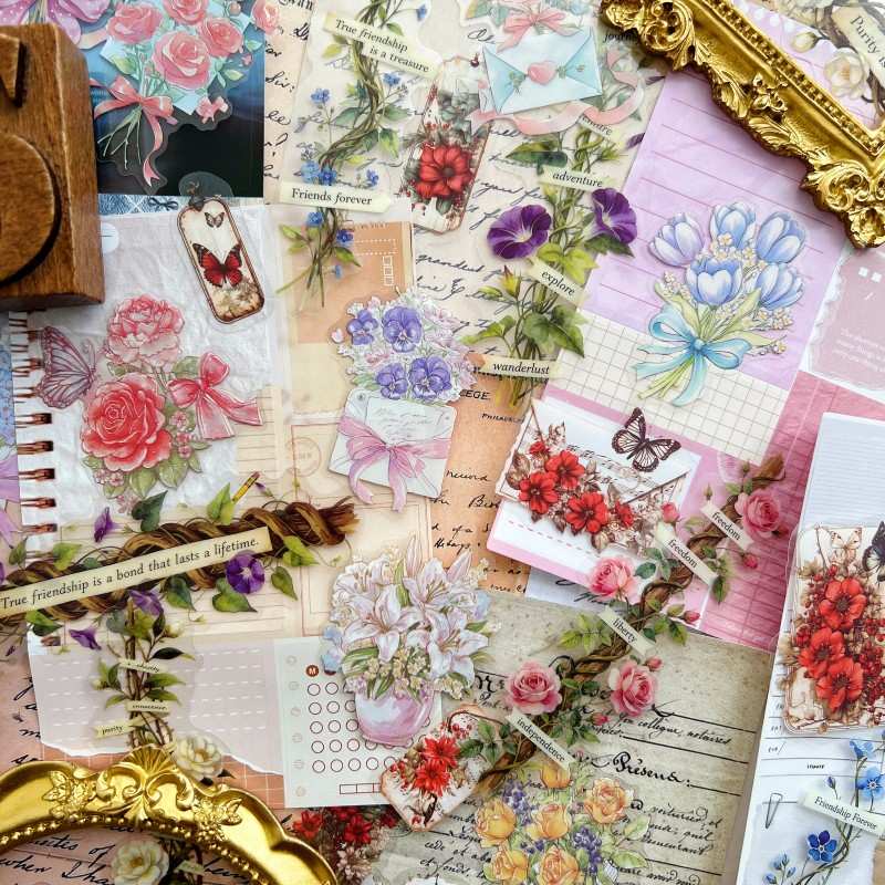 Blooming Letters Ephemera Mystery Kit 60PCS