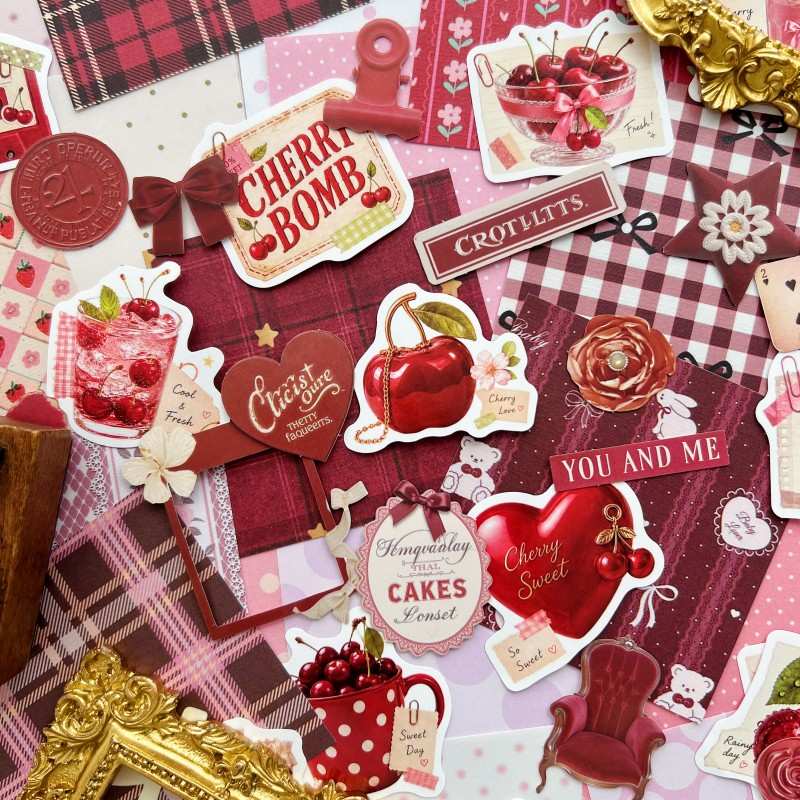 Cherry Sweetheart Ephemera Mystery Kit 100PCS