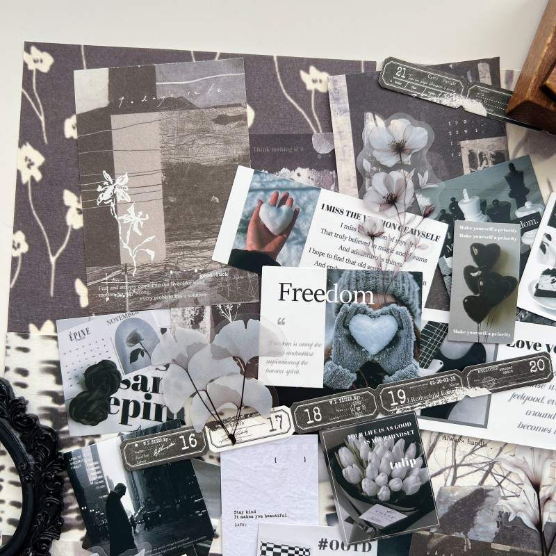 Silent Thoughts Ephemera Mystery Kit 80PCS