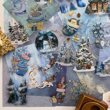 Blue Winter Ephemera Mystery Kit 85PCS