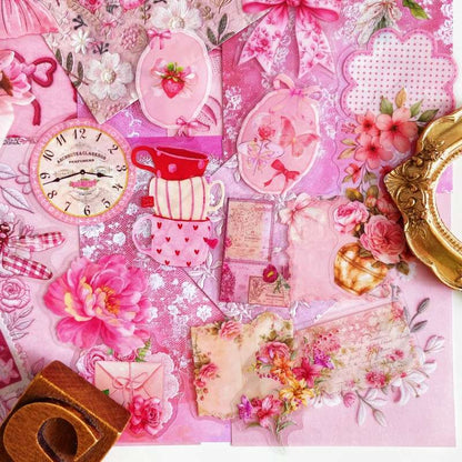 Sweet Pink Ephemera Mystery Kit 70PCS