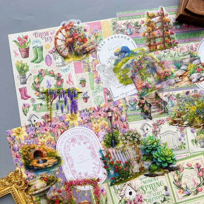 Quiet Garden Ephemera Mystery Kit 70PCS