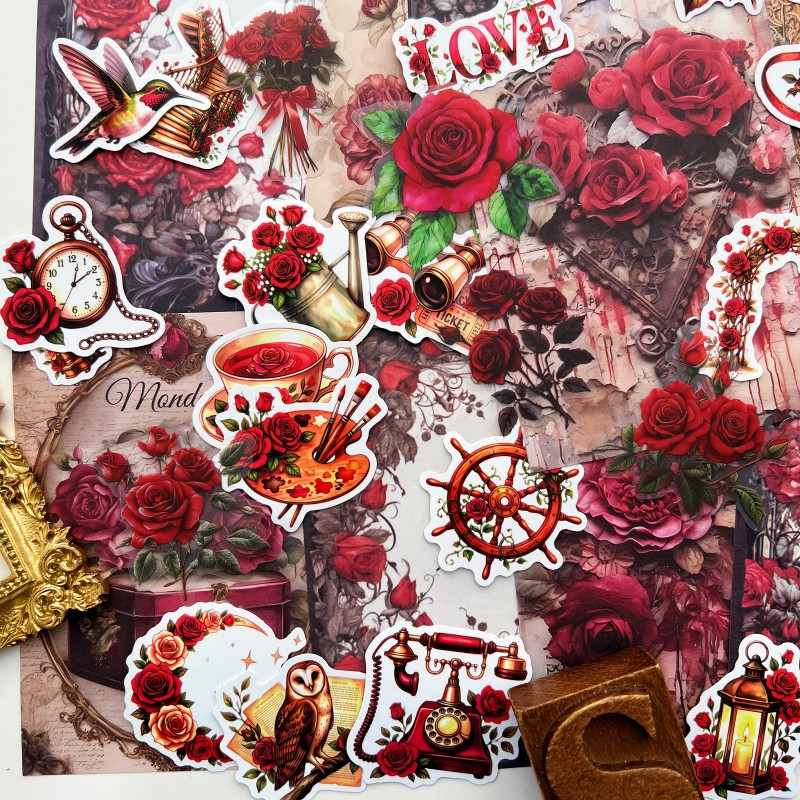 Heritage Rose Ephemera Mystery Kit 80PCS