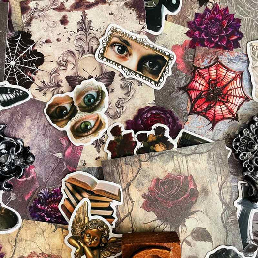 Dark Aesthetic Ephemera Mystery Kit 90PCS