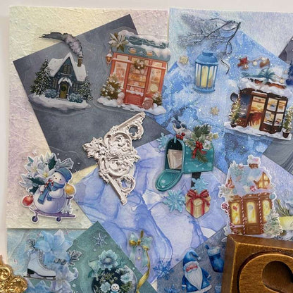 Blue Winter Ephemera Mystery Kit 85PCS