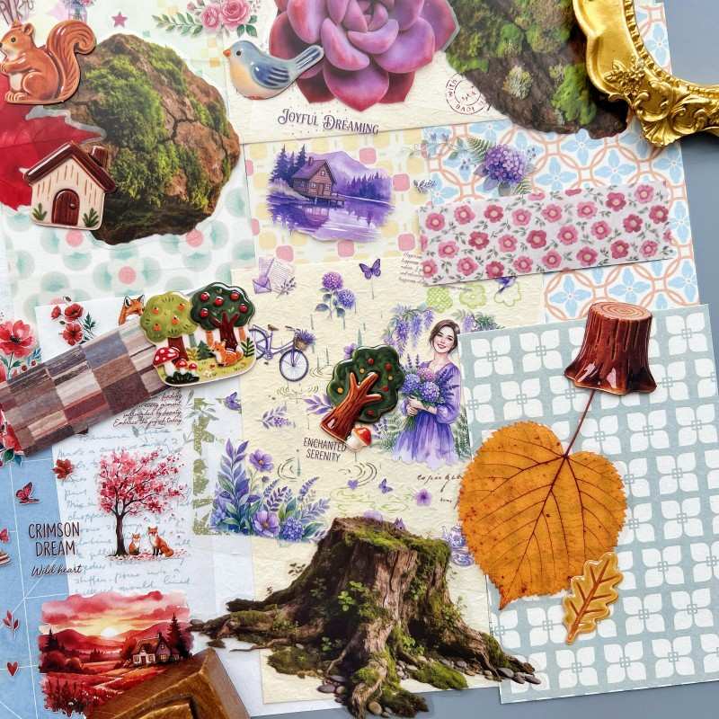 Wild Moss Garden Ephemera Mystery Kit 60PCS