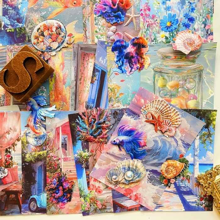 Vibrant Sea World Ephemera Mystery Kit 120PCS