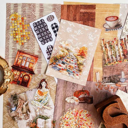 Warm Caramel Ephemera Mystery Kit 60PCS