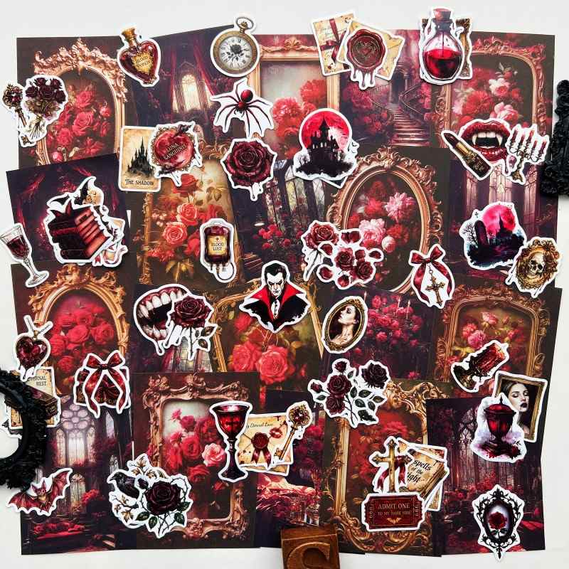 Rose Vampire Ephemera Mystery Kit 70PCS