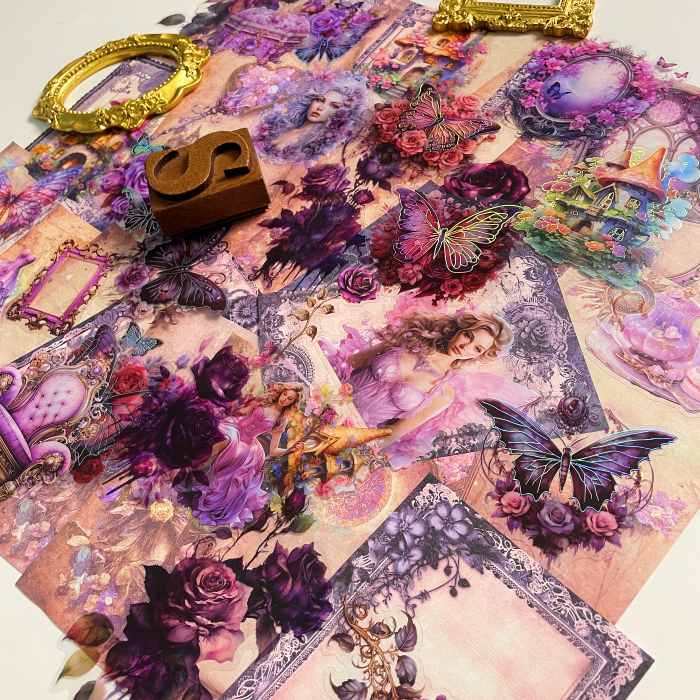 Magenta Enchantress Ephemera Mystery Kit 65PCS