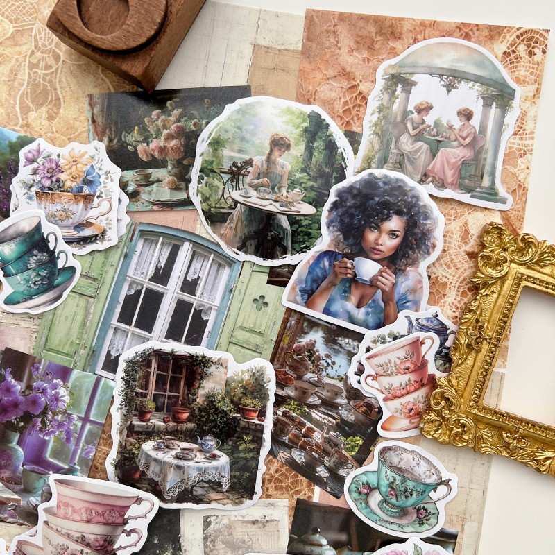 Old Tea Moments Ephemera Mystery Kit 105PCS