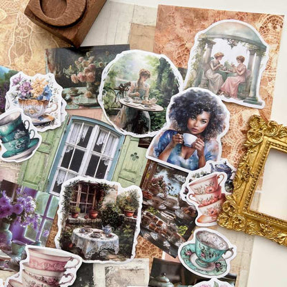 Old Tea Moments Ephemera Mystery Kit 105PCS
