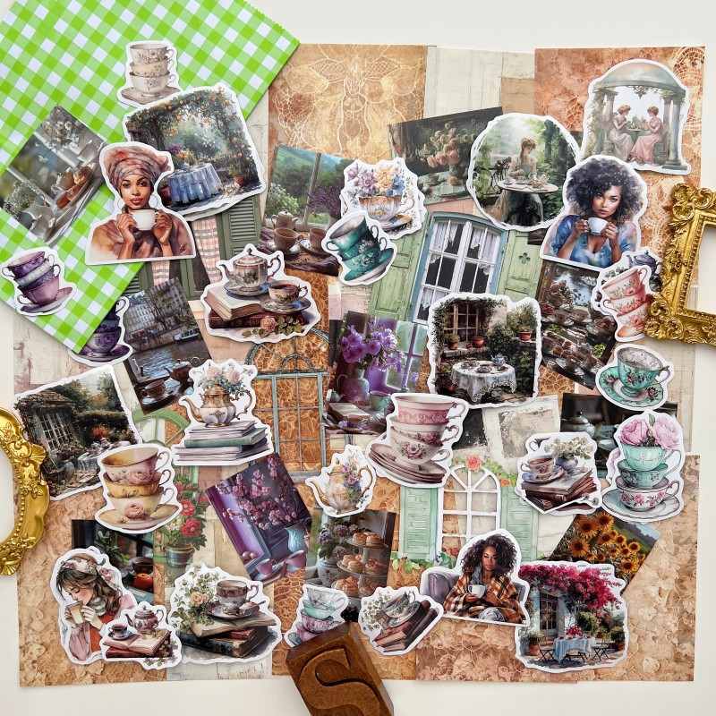 Old Tea Moments Ephemera Mystery Kit 105PCS