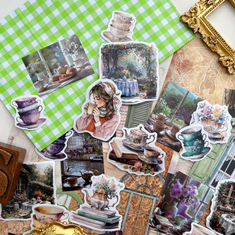 Old Tea Moments Ephemera Mystery Kit 105PCS