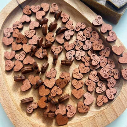 Carved Love Wood Buttons 100PCS