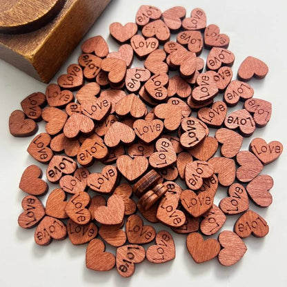 Carved Love Wood Buttons 100PCS