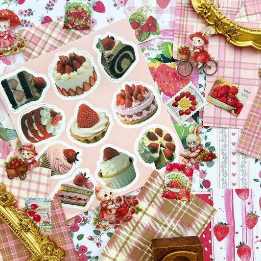 Strawberry Crush Ephemera Mystery Kit 50PCS