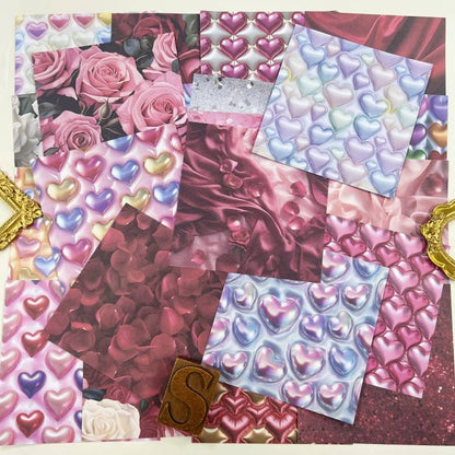 Romantic Hearts Collage Paper 24 Sheets