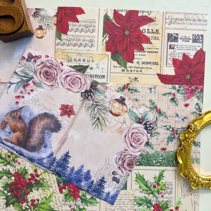 Holly Cheer Collage Paper 16Sheets