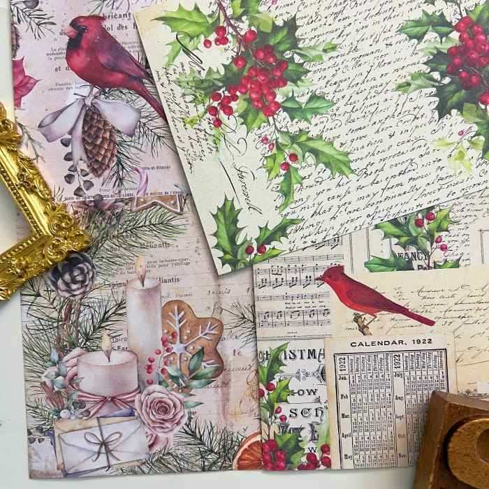 Holly Cheer Collage Paper 16Sheets