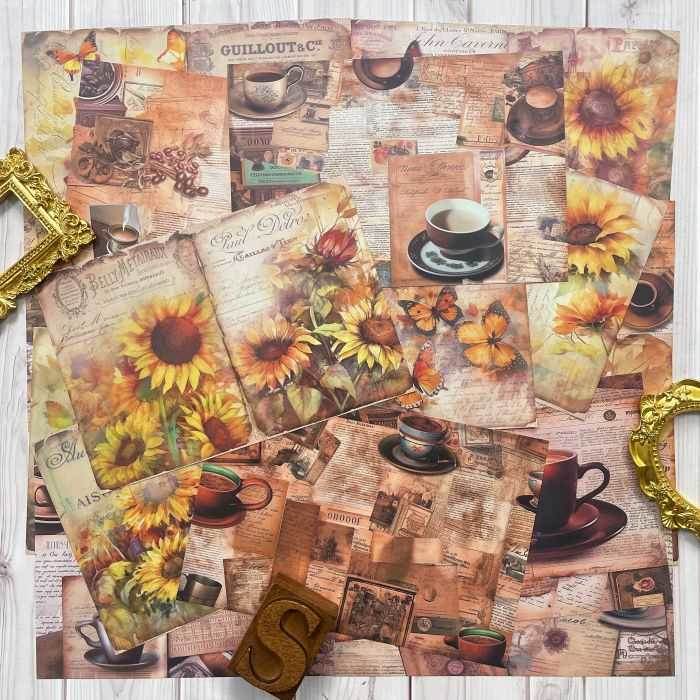 Sunflower Brew Collage Paper 16Sheets