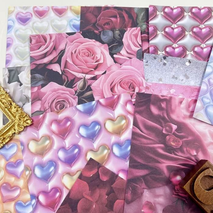 Romantic Hearts Collage Paper 24 Sheets