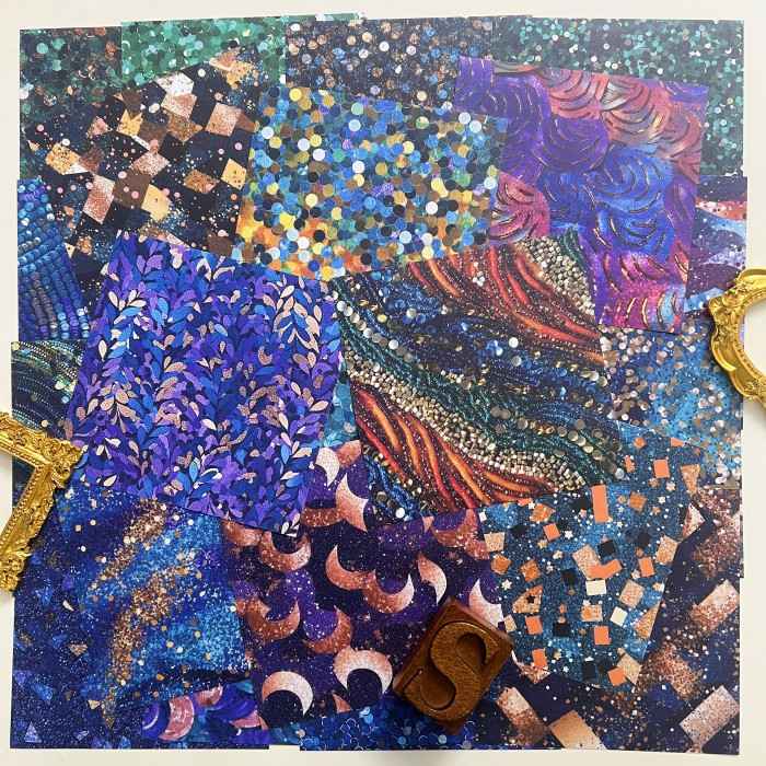 Celestial Glitter Collage Paper 24 Sheets