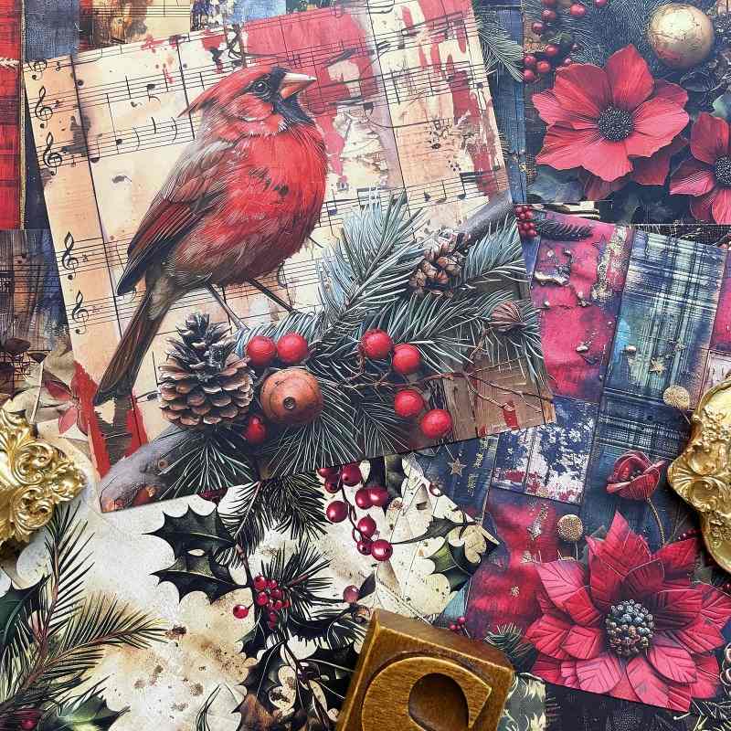 Golden Pine Collage Paper 24Sheets