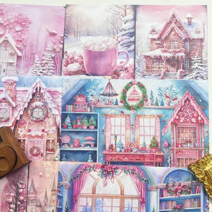 Pink Xmas Collage Paper 16Sheets