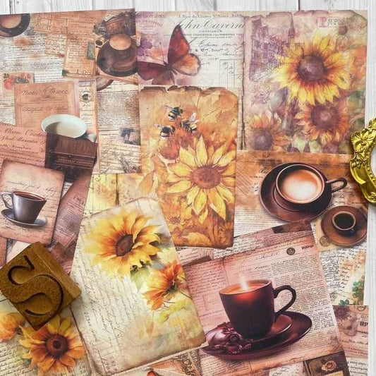 Sunflower Brew Collage Paper 16Sheets