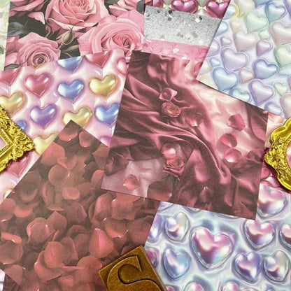 Romantic Hearts Collage Paper 24 Sheets